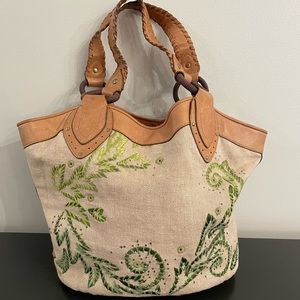 Cole Haan green floral tartan bag